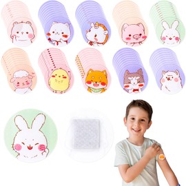 120Pcs Kids Bandages 10 Styles Cute Cartoon Bandaids,0.9In Round Vaccination Bandage, Kids Bandaids for Small Wounds, Pimples, Vaccination and Blisters