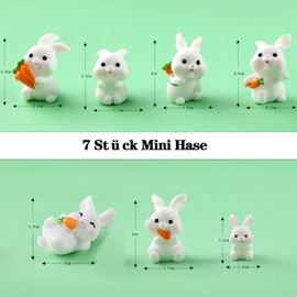 BOOSHMall Pack of 7 Mini Rabbit Figures, Easter Bunny Decorative Figures, Bunny Figures Ornaments, Easter Decoration, Small Birthday Gift and Party Supplies, Flower Pot Ornament for Easter Succulents