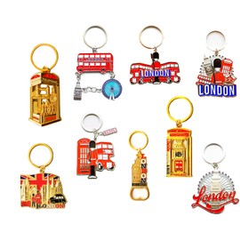 Birsppy Great London landmarks Icons Set of 9 Metal Key Rings - UK England London Souvenir