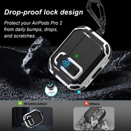 RFUNGUANGO for AirPods Pro 2nd Generation Case with Cleaning Kit, Military Grade Drop Protection with Locking Feature, Rugged Protection with Premium Materials,White