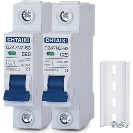 Chtaixi DC Miniature Circuit Breaker, 1 Pole 250V 20 Amp 2 Pack