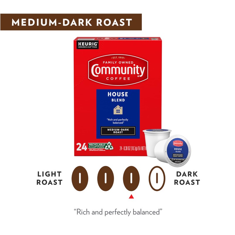 Community Coffee House Blend Medium-Dark Roast Single-Serve Keurig K-Cup Pods,