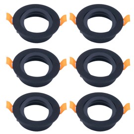 COOINJOY 6X Modern GU10 Downlights for Ceiling, Round Brushed Matt Black Aluminum Frame for Recessed Ceiling Lights, Tilt Swivel Spotlight - External Dimensions: 80mm, Cut-Out Hole Size:68-80 mm