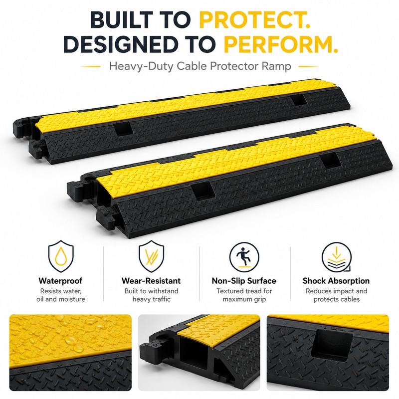 2-Channel Cable Protector Ramp for Wire & Cord Protection –
