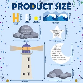 Mooliwe 88 Pcs Let Your Light Shine Bulletin Board Set Christian Religious Bulletin Board Decoration Bible Verse Lighthouse Cutouts Christian Classroom Decor for Church Sunday School Wall