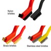 6Pcs Wire Brush Set, Stainless Steel/ Brass/ Nylon Bristle Brushes