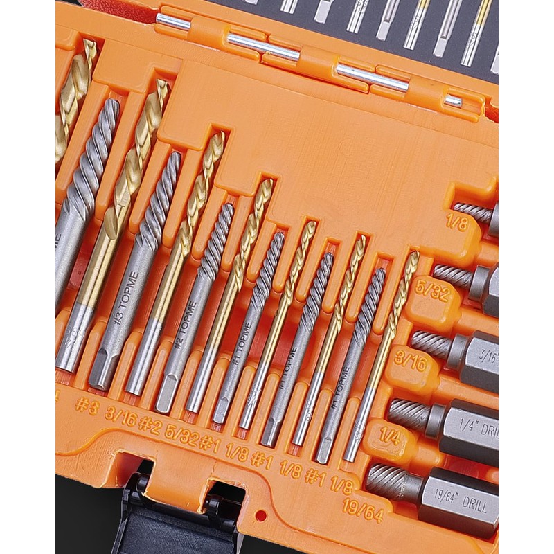 19 Piece Screw Extractor and Left Hand Drill Bits Set,