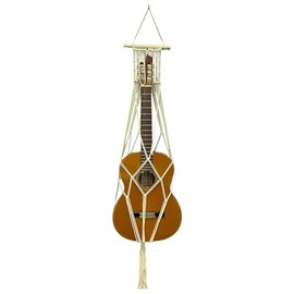 Trebbies Bohemian Macrame Hanging Guitar Wall Mount - Boho, Space-Saving Guitar Mount for Boys and Girls - Easy to Hang, Works for Acoustic and Electric Guitars