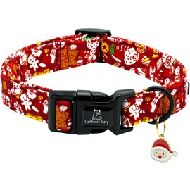 Lionheart glory Christmas Dog Collar, Red Christmas Santa Deer Dogs Collar Adjustable Soft Comfortable Collars for Large Dogs Girl or Boy Pet Gift Fall Cute Collar