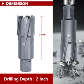 GRIXLEN 9/10" x 2" Annular Cutter with Weldon Shank,Carbide Tip Annular Drill Bit for Stainless Steel, Iron (2" Depth, 9/10" Diameter)