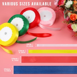 ihaspoko 25 mm Polyester Satin Ribbon, 12 Colours Decoration Gift Ribbon for DIY Arts Crafts, Gift Packaging, Bows, Wedding Decoration (22 m Roll)