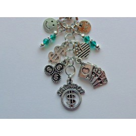HANDMADE GAMBLING JACKPOT LUCK CHIPS LUCKY CHARM LUCK KEY CHAIN PURSE CLIP BAG CHARM FOB