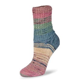 Rellana Flotte Sock 4f. Bamboo Merino Emotion, 100 g, Dusky pink/beige/blue/green