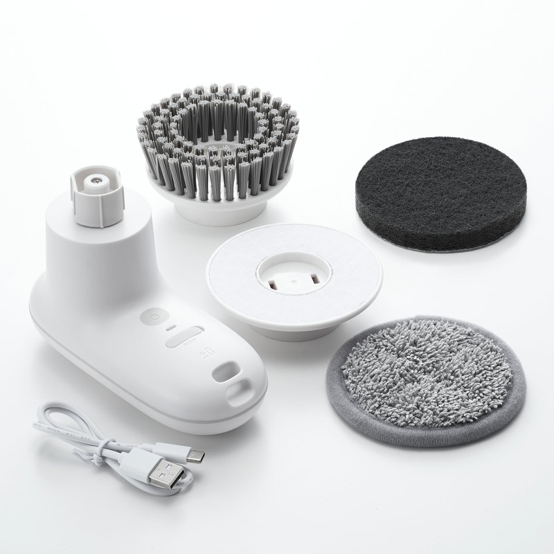 XJR-J010 Cordless Electric Brush (White) IPX7 Waterproof, High Torque Motor,
