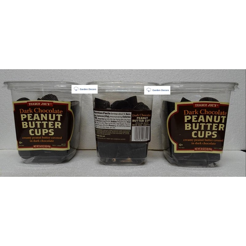 Trader Joe's Dark Chocolate Peanut Butter Cups Container 16oz 454g