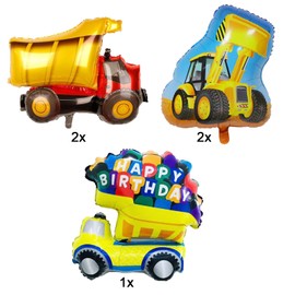 Construction Balloons 5 PCS, Kids Construction Birthday Decorations Party Supplies