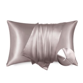 Bedsure Satin Pillowcase for Hair and Skin - Dusty Rose Zipper Pillow Cases Queen Size Set of 2, Similar to Silk Pillow Cases, Silky & Soft, Gifts for Women Men, 20x30 Inches