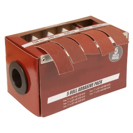 Emery Cloth Roll Sandpaper Rolls – Boxed Multi-Roll Abrasive Dispenser for Woodturning, Metal, Automotive Body Work & Lathe Accessories – Includes 150, 240, 320, 400, 600 Grit J-Weight Cloth