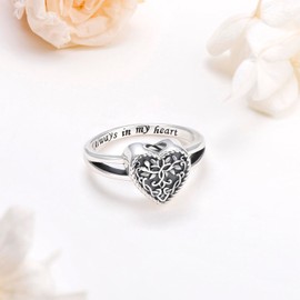 DAOSHANG 925 Sterling Silver Oxidation Tree of Life Urn Rings for Women Always In My Heart Celtic Knot Ring For Ashes of Love One Memorial Keepsake Cremation Jewelry Size 6