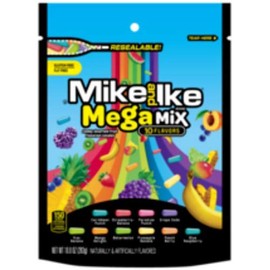 Mike and Ike Mega Mix Chewy Candy, 10 Ounce Stand Up Bag -- 8 per case.