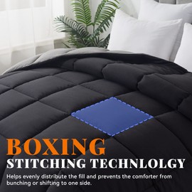 Cosybay Down Alternative Comforter (Black/Grey, Twin) - All Season Soft Quilted Twin Size Bed Comforter - Duvet Insert with Corner Tabs -Winter Summer Warm Fluffy, 64x88 inches