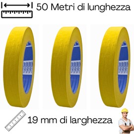 ACIT Ink Ribbon Yellow 3 Rolls of Painter's Paper Fluo - UV Ink Ribbon Yellow High Temperature and UV-Resistant (up to 120 °C), Masking Tape Premium