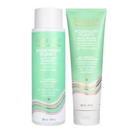 Pacifica Shampoo & Conditioner Set – Rosemary Purify Invigorating Set with Cooling Mint for Clarifying and Detoxing, Sulfate-Free, Vegan & Cruelty-Free, 12 oz & 8 oz (Set of 2)