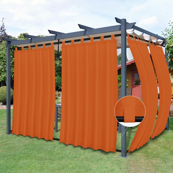 Easy-Going Outdoor Patio Curtains Detachable Tab Top Windproof Weatherproof Curtain