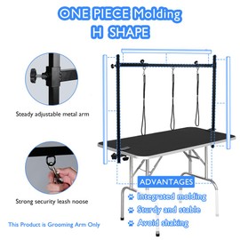 LEIBOU H-Shape Dog Grooming Arm Pet Supplies Grooming Table Arm with 3 Noose and Clamp Heavy Duty Aluminum Alloy Frame with 35.4” Adjustable Height and 36.2” ~ 50” Adjustable Width Dog Grooming Kit