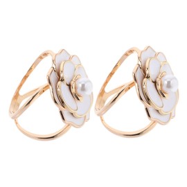 DOITOOL 2PCS Floral Pearl Scarf Ring Clip Elegant Shawl Brooch Buckle for Women Durable Accessory for Scarves Coats and Belts for Stylish Outfits