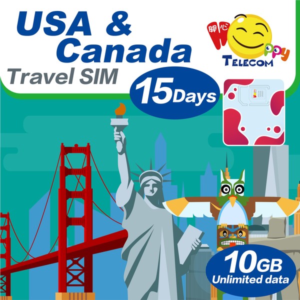 Happy USA and Canada 15 Days Unlimited Data Travel Sim