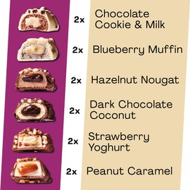 MaxiNutrition Creamy Core Bar MIX BOX, 6 Sorten (12 Riegel x 45 g), Jede Sorte enthält mindestens 14 g Eiweiß pro Riegel, Low Sugar, ohne Zuckerzusatz, ohne künstliche Aromen