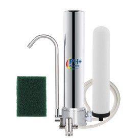 BOKKRALL Satinless Steel Countertop Water Filter System, 5-Stage Alkaline Water Filter, 8000 Gallons Faucet with 1 Washable Ceramic Filter (BY-10P-M12)