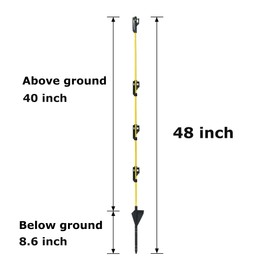 48 inch Electric Fence Posts Step in Fiberglass Insulated Plastic Electric Fence with Post, Electric Fence Stakes for Dogs, 50 Pack