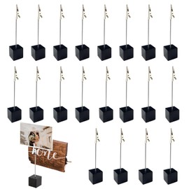 Pack of 20 Memo Clip Holders with Standing, Postcard Holder, Wooden Photo Holder with Clips, Picture Holder with Clips, Seat Card Holder, Memo Holder, for Home Decoration, Party, Office, Wedding