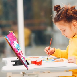 MSDADA Small Desk Book Stand Metal Reading Rest Book Holder Adjustable Cookbook Documents Holder Portable Sturdy Bookstands for Recipes Textbooks Tablet Music Books(Black)