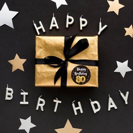 Black and Gold 80th Birthday Thank You Stickers, Thank You for Celebrating 80, 80th Birthday Party Favor Anniversary Party Supplies, 1.97-Inch Round Circle Label Stickers 50
