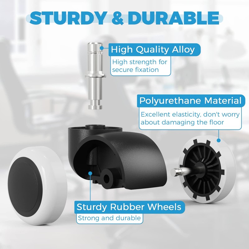 GWHOLE 5PCS Office Chiar Casters Wheels 10mm Pin 50mm Roll