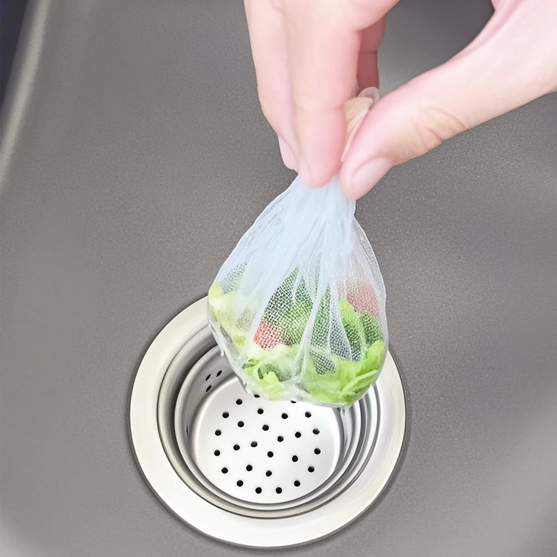 200 PCS Kitchen Disposable Mesh Sink Strainer Bags, Anti-Clogging Drain