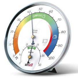 airself Analogue Thermohygrometer for Indoor Use - Room Thermometer and Moisture Meter with Comfort Zone for Practical Room Climate Control