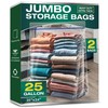 25 Gallon Jumbo Storage Bags, 3.5 Mil Thick Clear Plastic