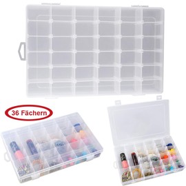 OULII 36 Compartments Clear Plastic Storage Box Jewelry Boxes