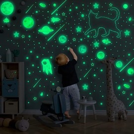 Estrellas Fluorescentes para Techo, 849 Piezas Brillantes para Planetas de Techo Pegatinas Luminoso Decorativo, Decoraciones de Astronauta de Cohetes para Niños