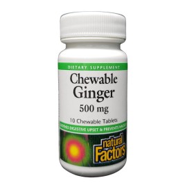 Natural Factors Chewable Ginger 500 mg, 10 Chewable Tablets