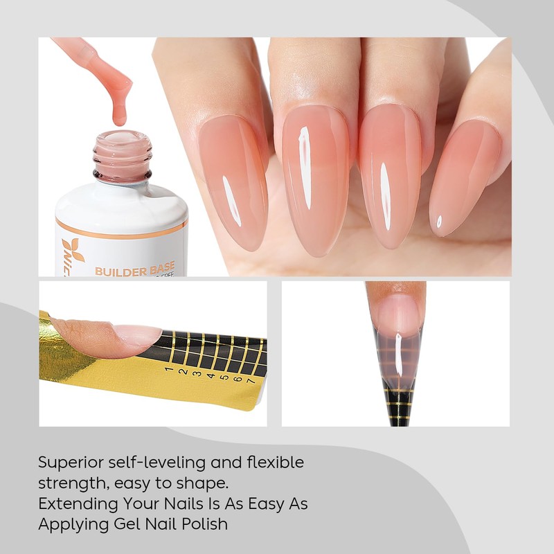 Nicedeco 8 in 1 Builder Gel, 15 ml Translucent Pink