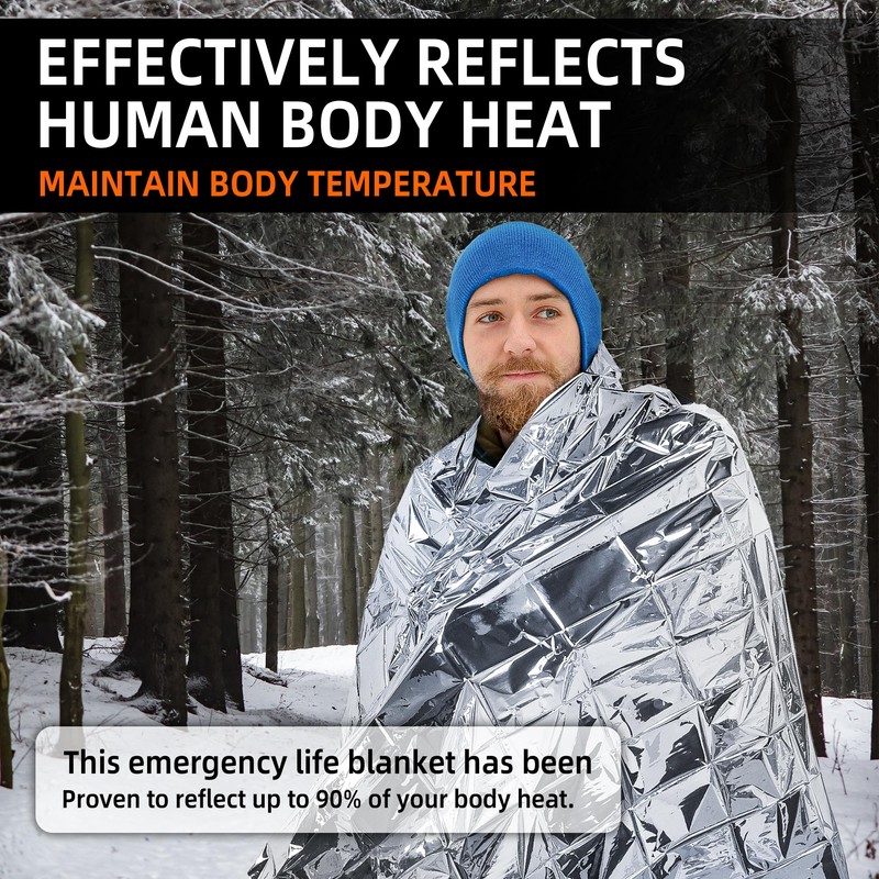 Deecam 6 Pack Mylar Emergency Thermal Foil Survival Space Blankets