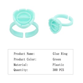 Glue Rings for Eyelash Extension, 300 PCS Glue Rings Lash Extension Supplies Lash Rings for Glue, Disposable Glue Cups Eyelash Glue Holder Lash Extension Glue Rings, Lash Fan Blossom Glue Cups, Green