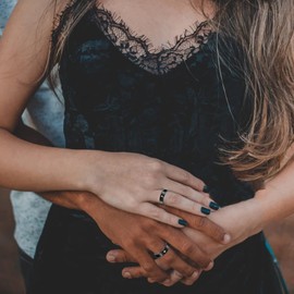 HUASAI Sun and Moon Rings for Couples Matching Promise Couples Rings for Girlfriend Boyfriend Moon Star Rings Set(Matching Rings Size 6)