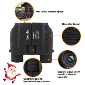 Kecdru Binoculars for Adults, 10x25 FMC BAK4 Optics High Power Foldable Compact Binocular with Cleaning Cloth and Carry Case for Adults Kids Bird Watching Concert Camping Travel