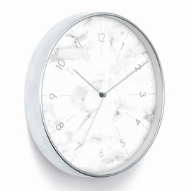 Acctim Webster Wall Clock Non-Ticking Sweep Marble Style Face Chrome Effect Case Foil Embossed Numbers 30cm